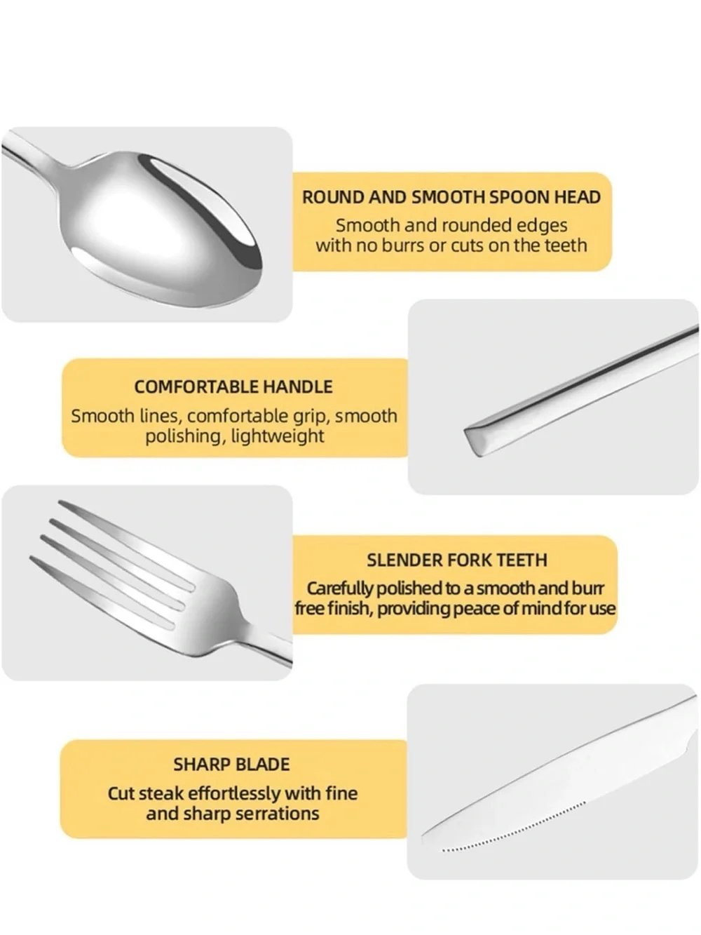 Stainless Steel Mirror-Polished 4-Piece Flatware Set - Silver